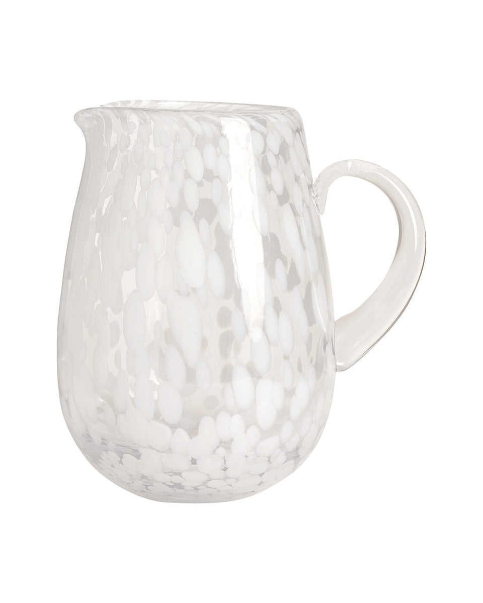 Jali - Brocca per acqua in vetro trasparente maculato bianco