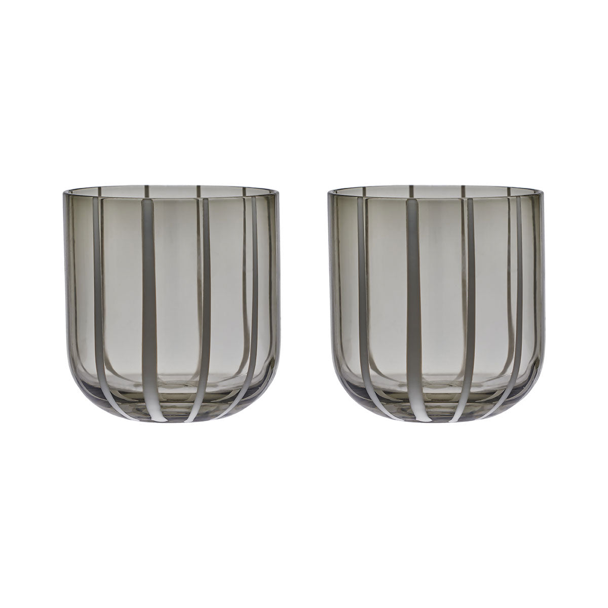Mizu - Confezione da 2 bicchieri in vetro grigio a righe