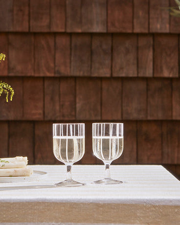 Mizu - Confezione da 2 bicchieri da vino in vetro trasparente a righe