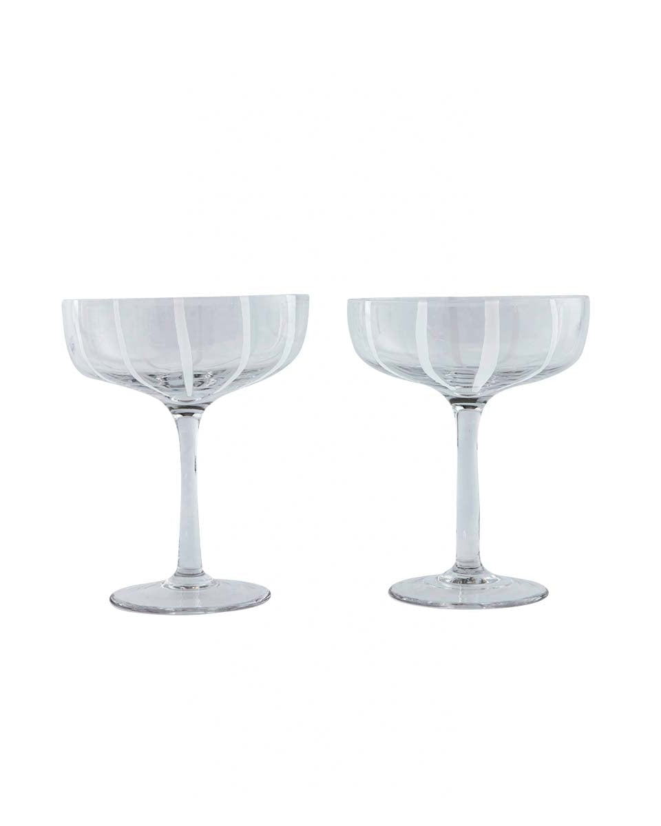 Mizu - Confezione da 2 coppe in vetro grigio a righe