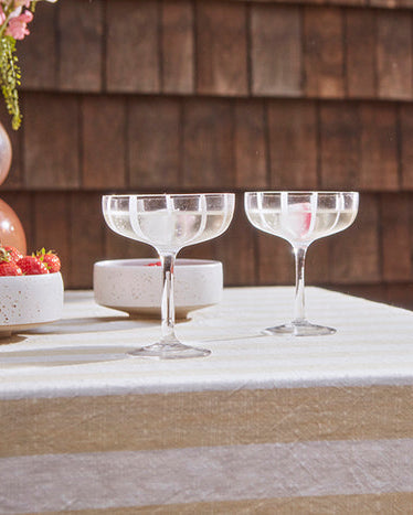 Mizu - Confezione da 2 coppe in vetro grigio a righe