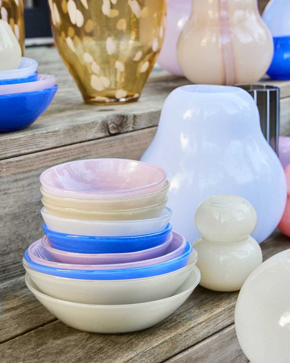 Kojo - Ciotola grande in vetro soffiato giallo vaniglia