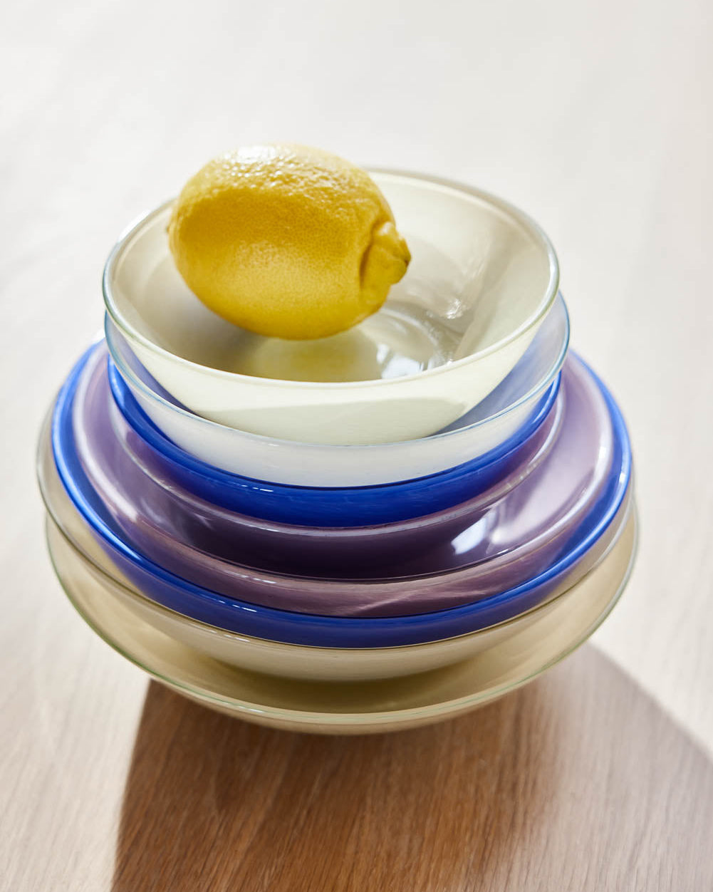 Kojo - Ciotola grande in vetro soffiato giallo vaniglia