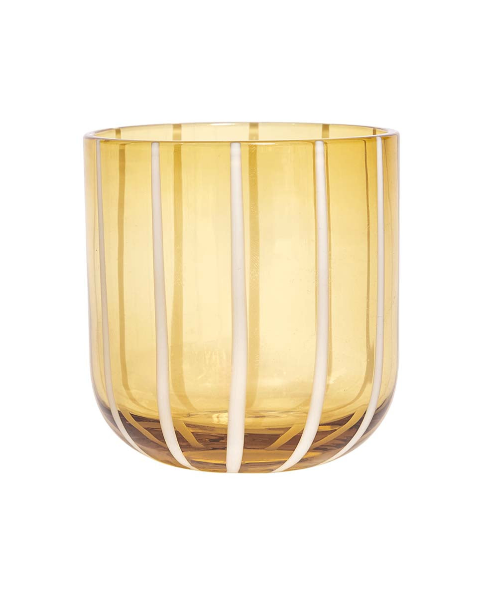 Mizu - Confezione da 2 bicchieri in vetro giallo a righe