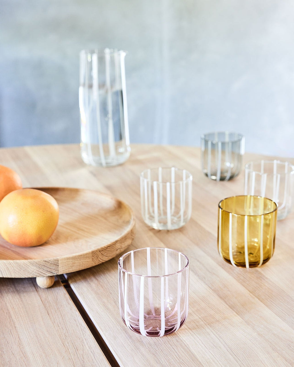 Mizu - Confezione da 2 bicchieri in vetro giallo a righe