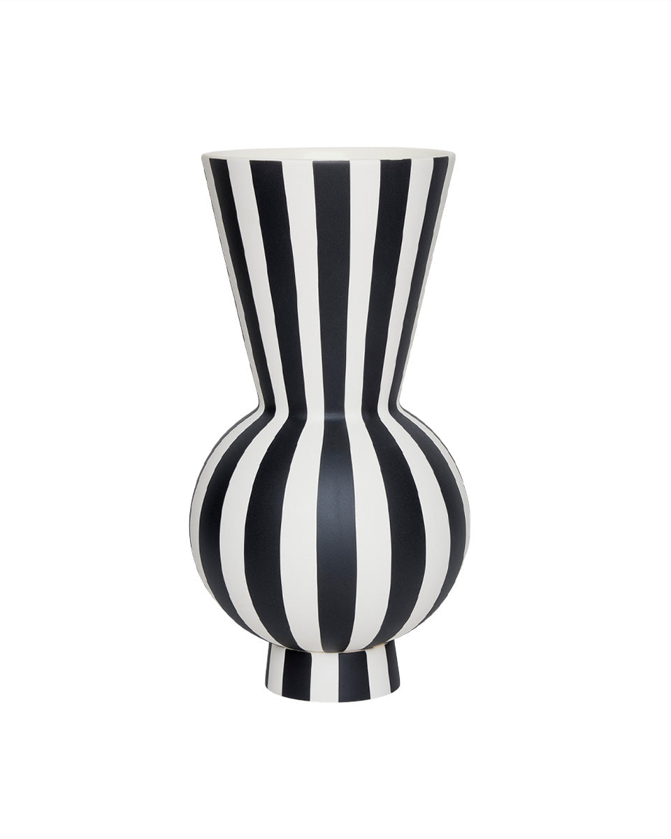 Toppu - Vaso bianco e nero rotondo