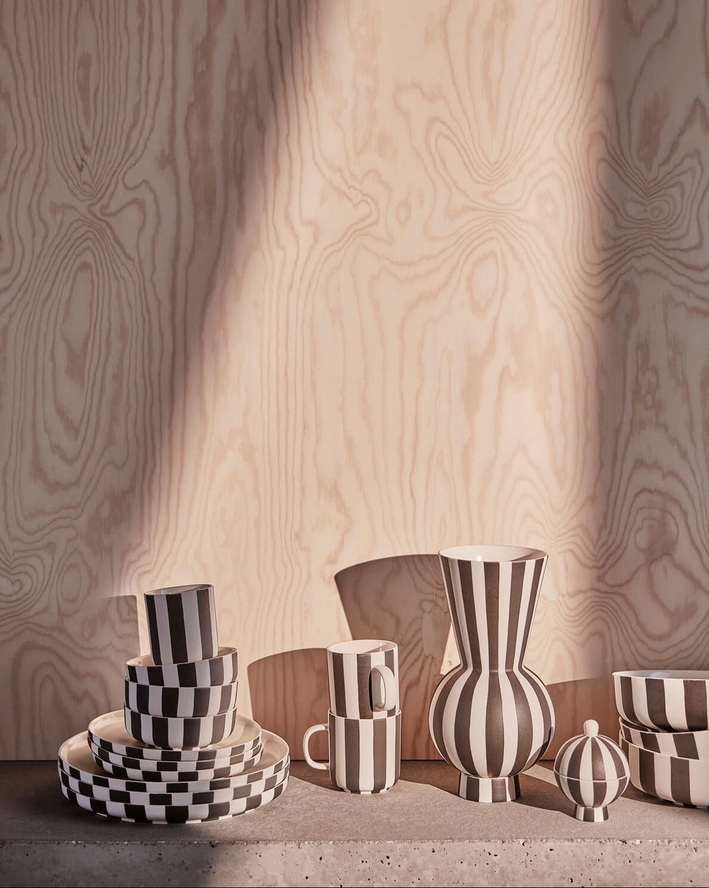 Toppu - Vaso bianco e nero rotondo