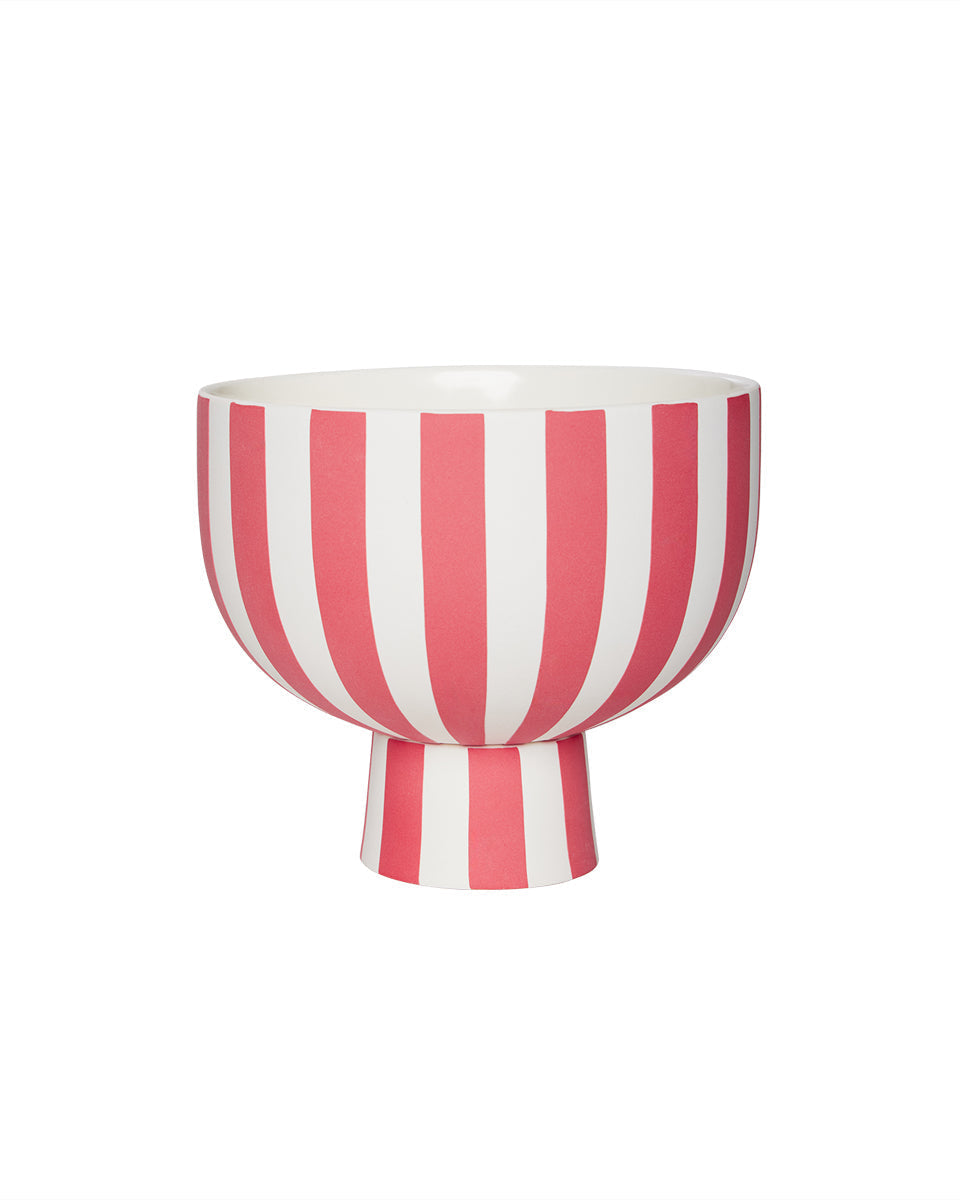Toppu -  Ciotola in ceramica a righe rosse e bianche