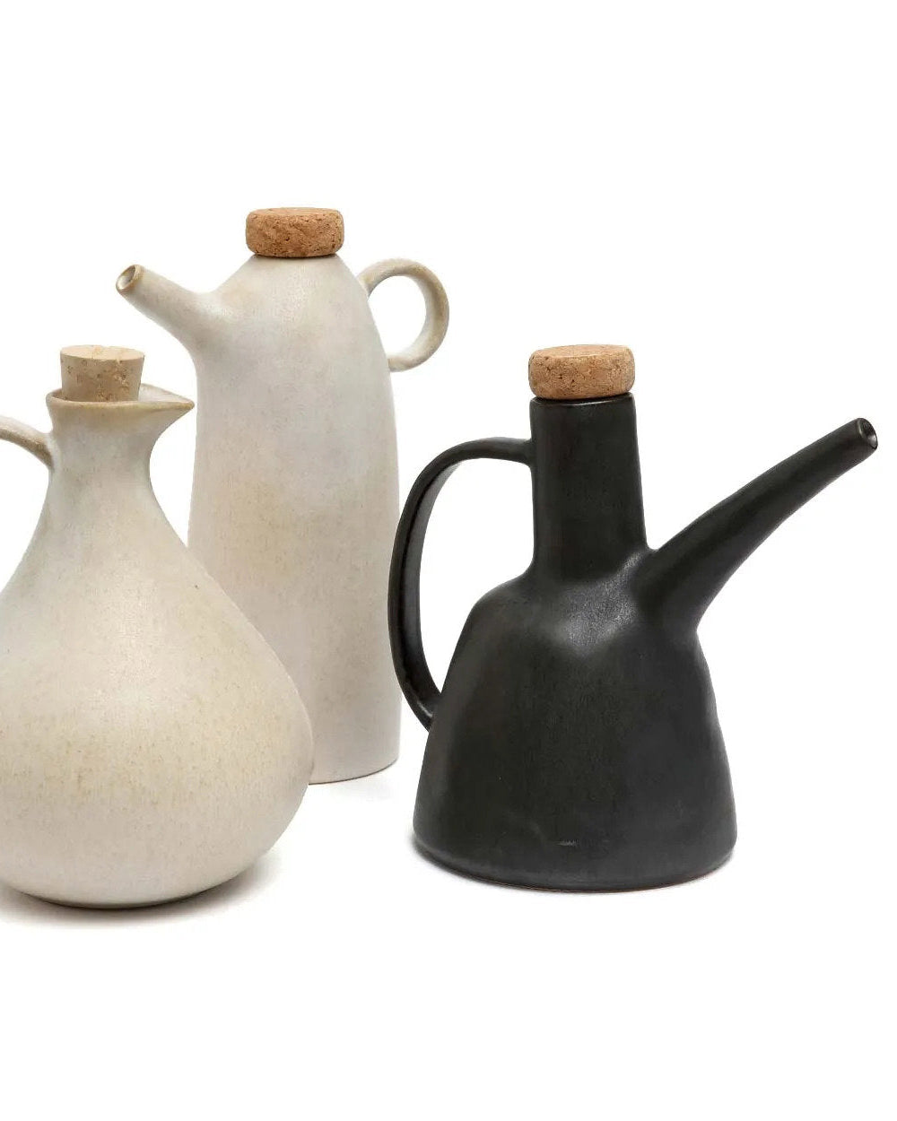 Olive 78 - Bottiglia per l'olio in ceramica smaltata bianca