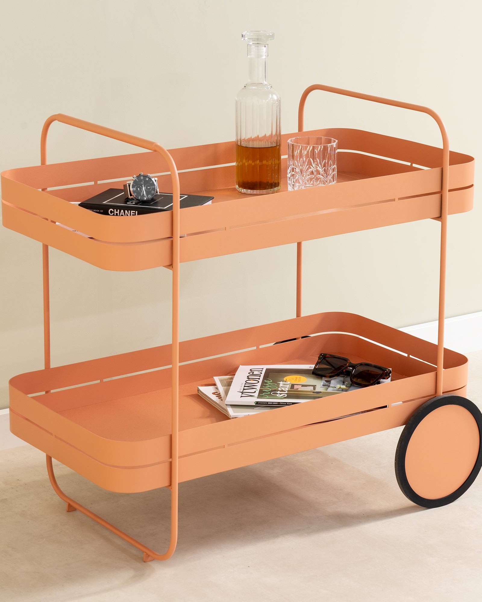 Gin e trolley - carrello bar in metallo color terracotta