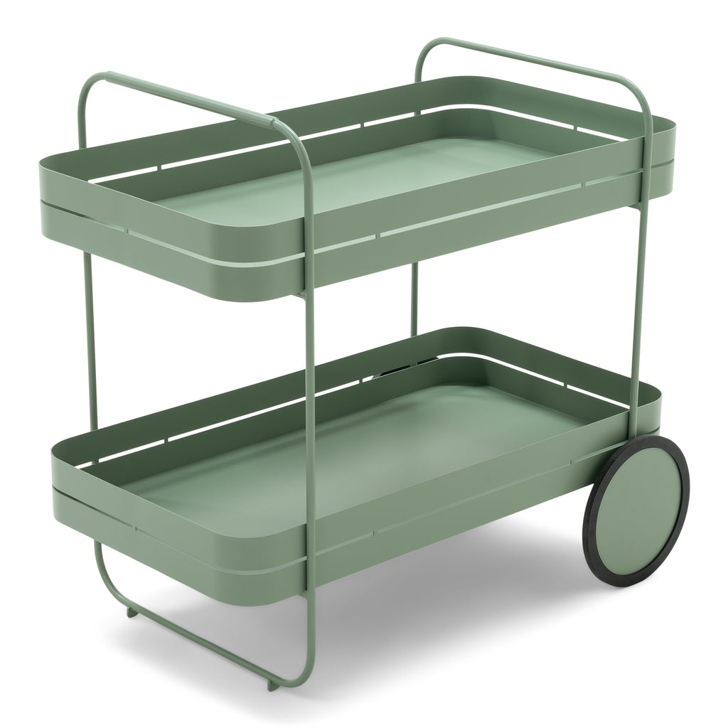 Gin e trolley - carrello bar in acciaio verde polvere