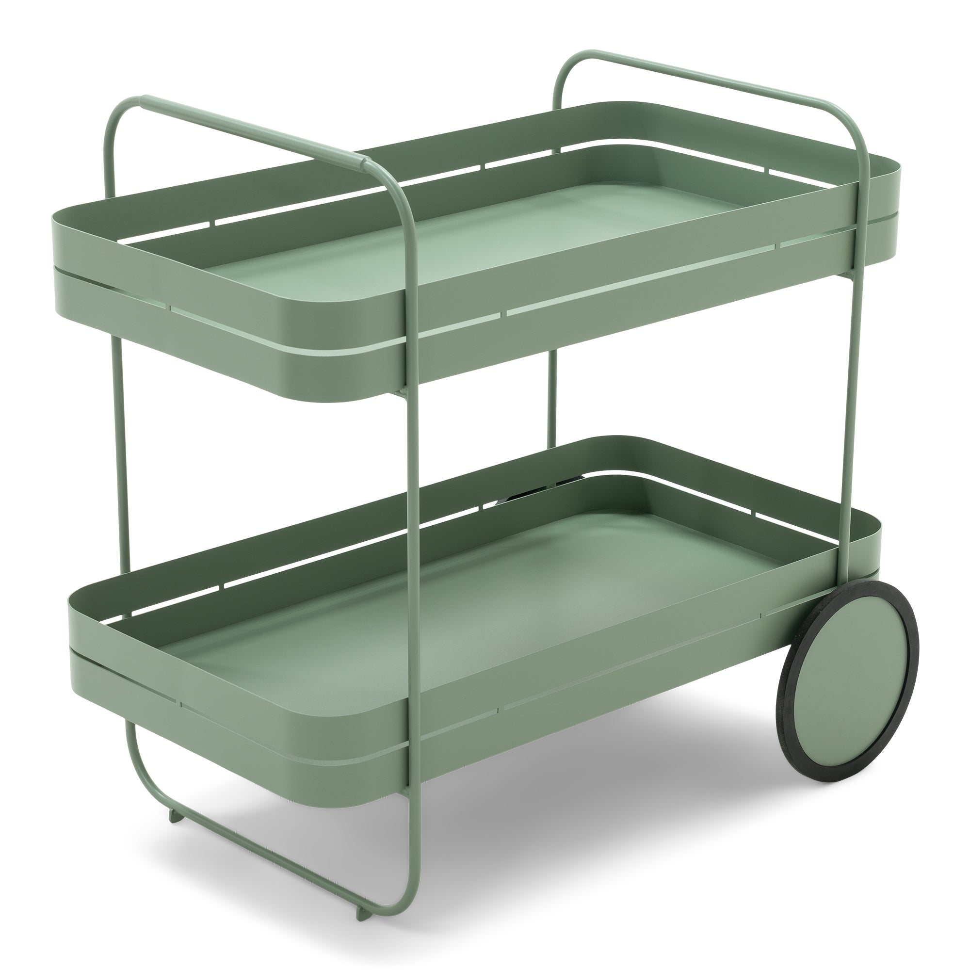 Gin e trolley - carrello bar in acciaio verde polvere