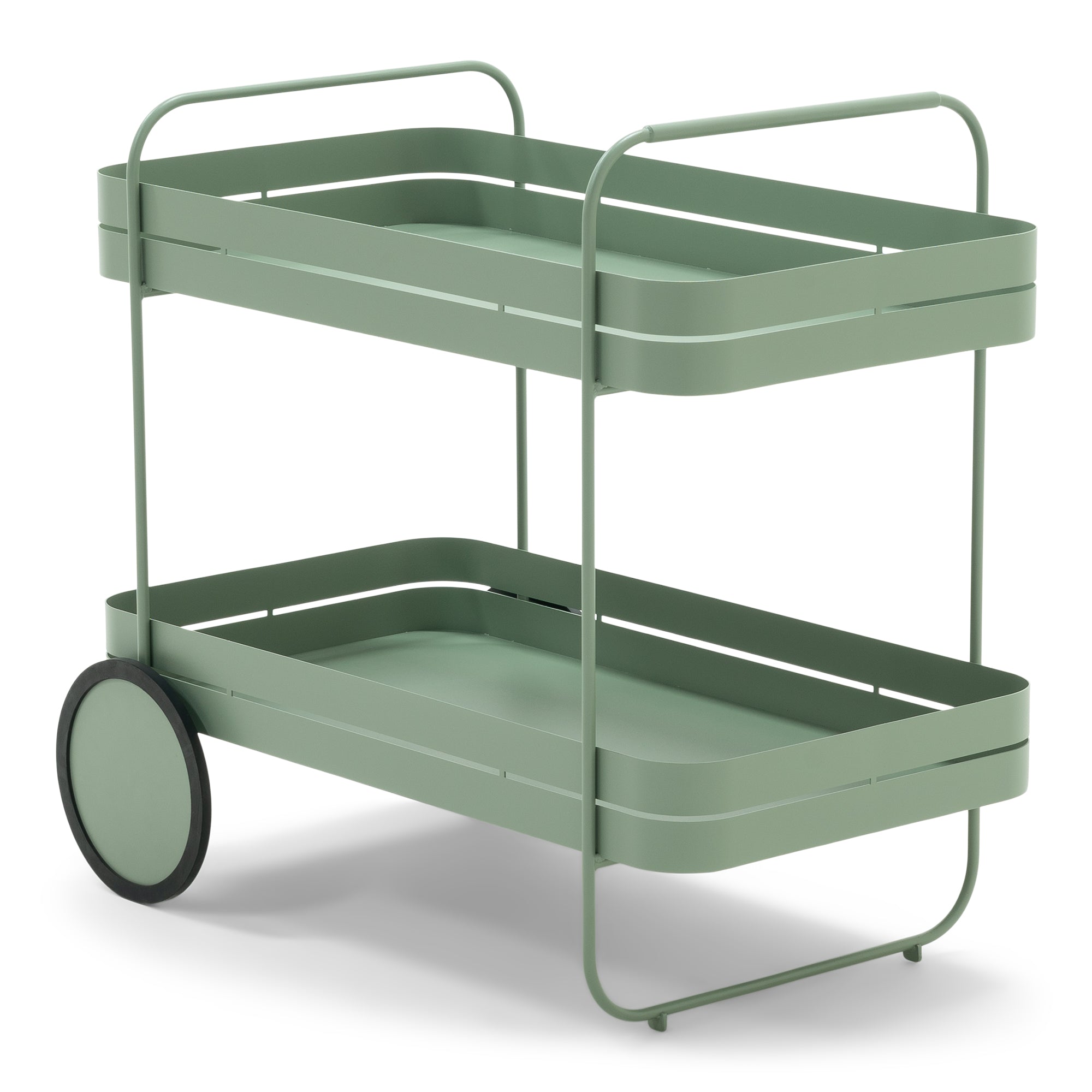 Gin e trolley - carrello bar in acciaio verde polvere