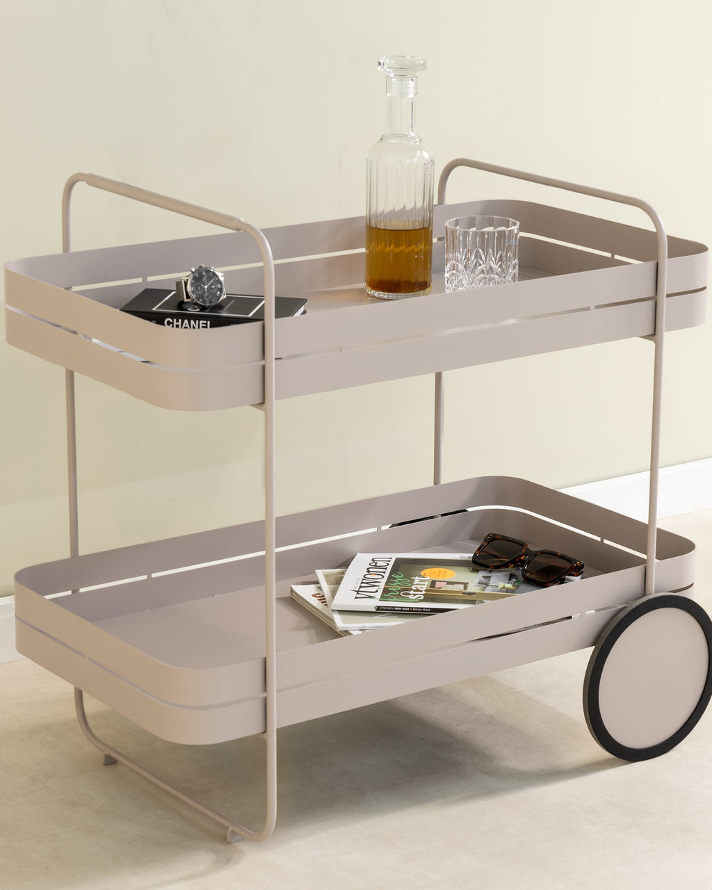 Gin e trolley - carrello bar in metallo grigio tortora