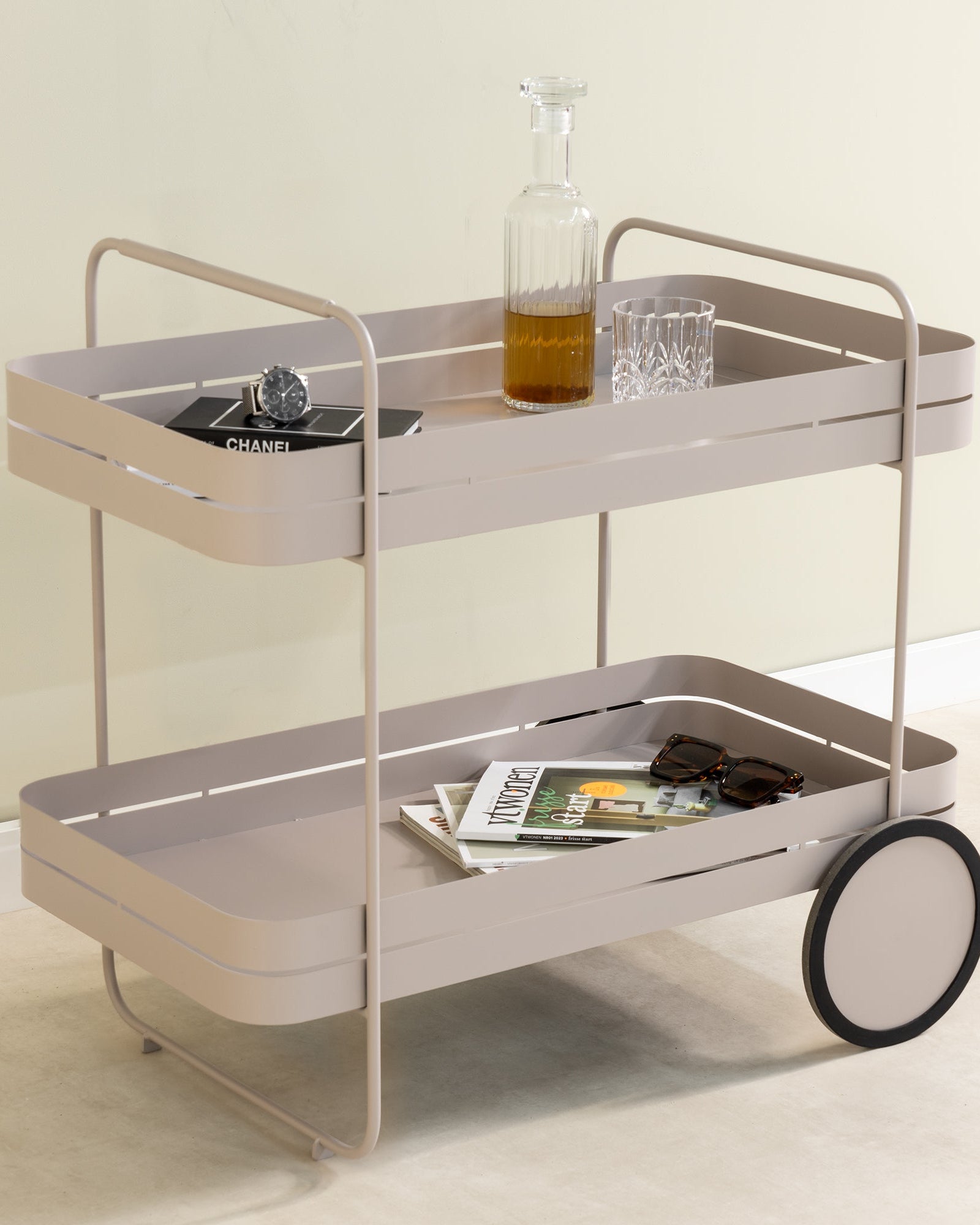 Gin e trolley - carrello bar in metallo grigio tortora