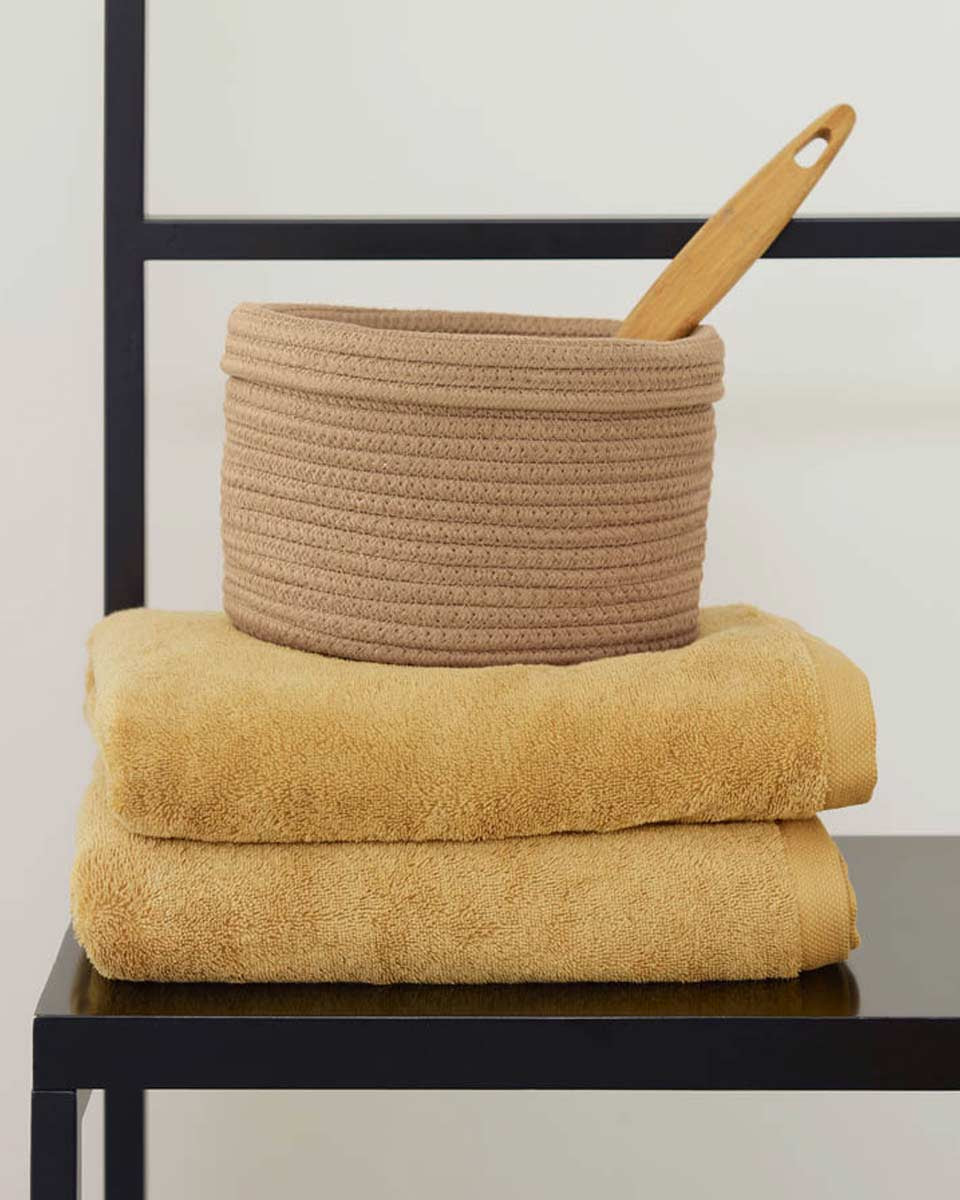 Asciugamani in cotone color ocra