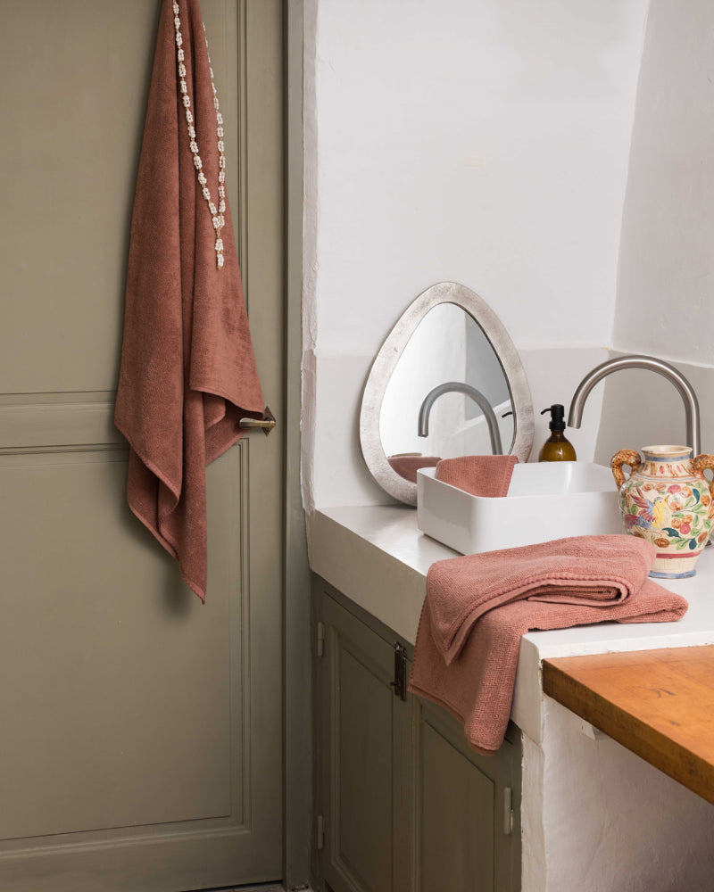 Asciugamano da bagno Bora in terracotta 70 X 130