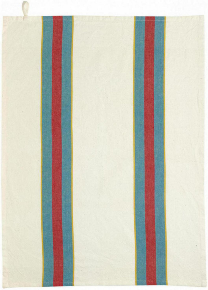 Asciugamano da cucina riciclato lavato Yuna Bleu/Naturel 50 X 70