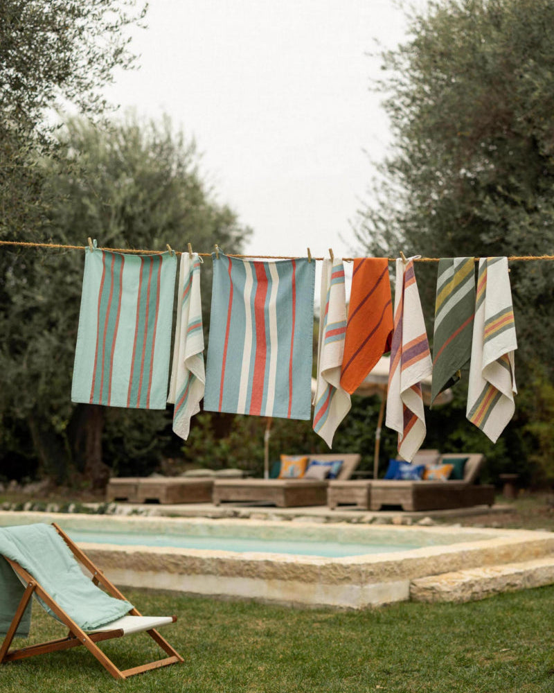 Asciugamano da cucina riciclato lavato Yuna Marmelade/Naturel 50 X 70