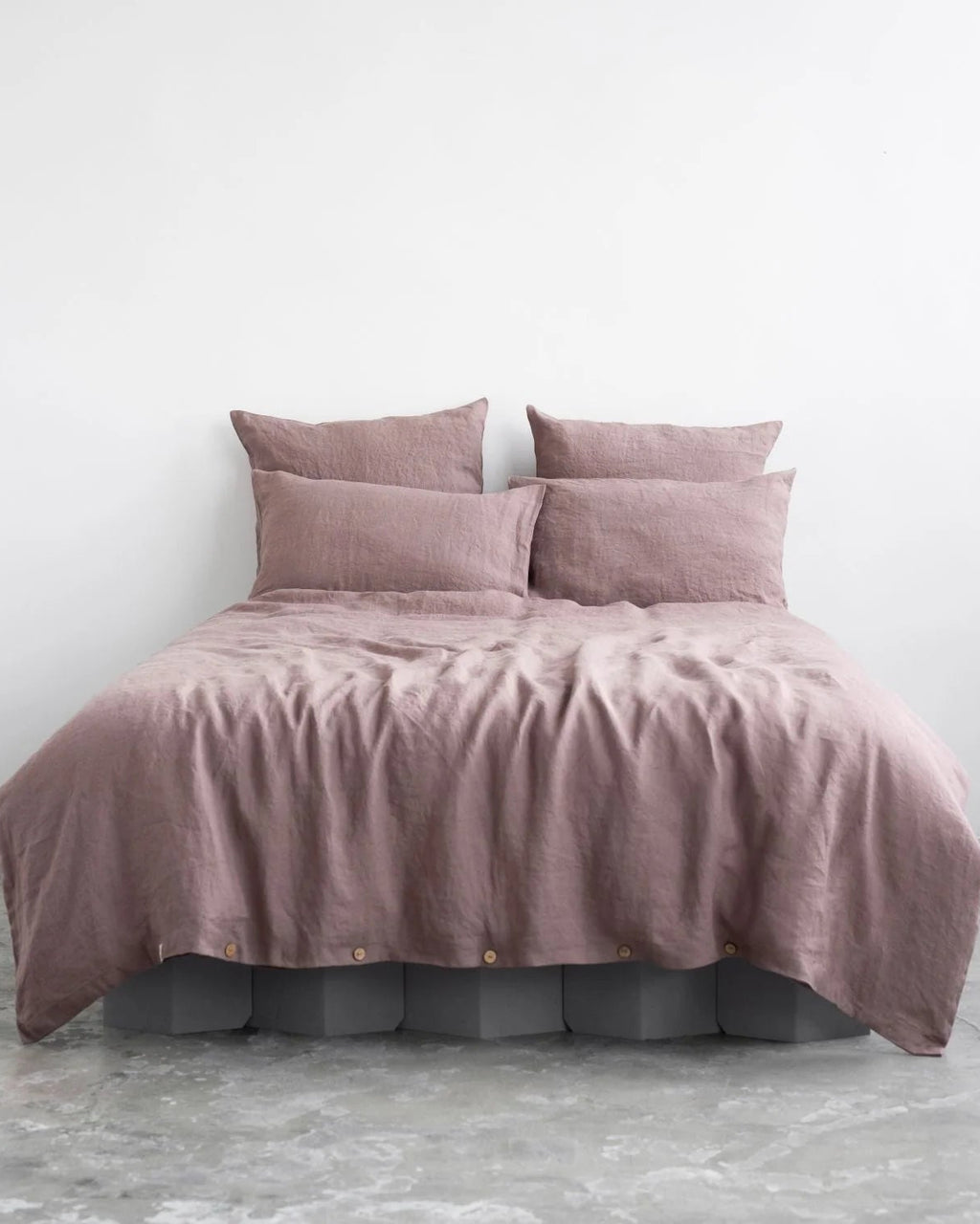 Ashes of roses - set copripiumino in lino color rosa antico scuro + federe