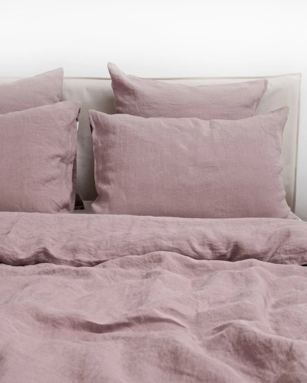 Ashes of roses - set copripiumino in lino color rosa antico scuro + federe