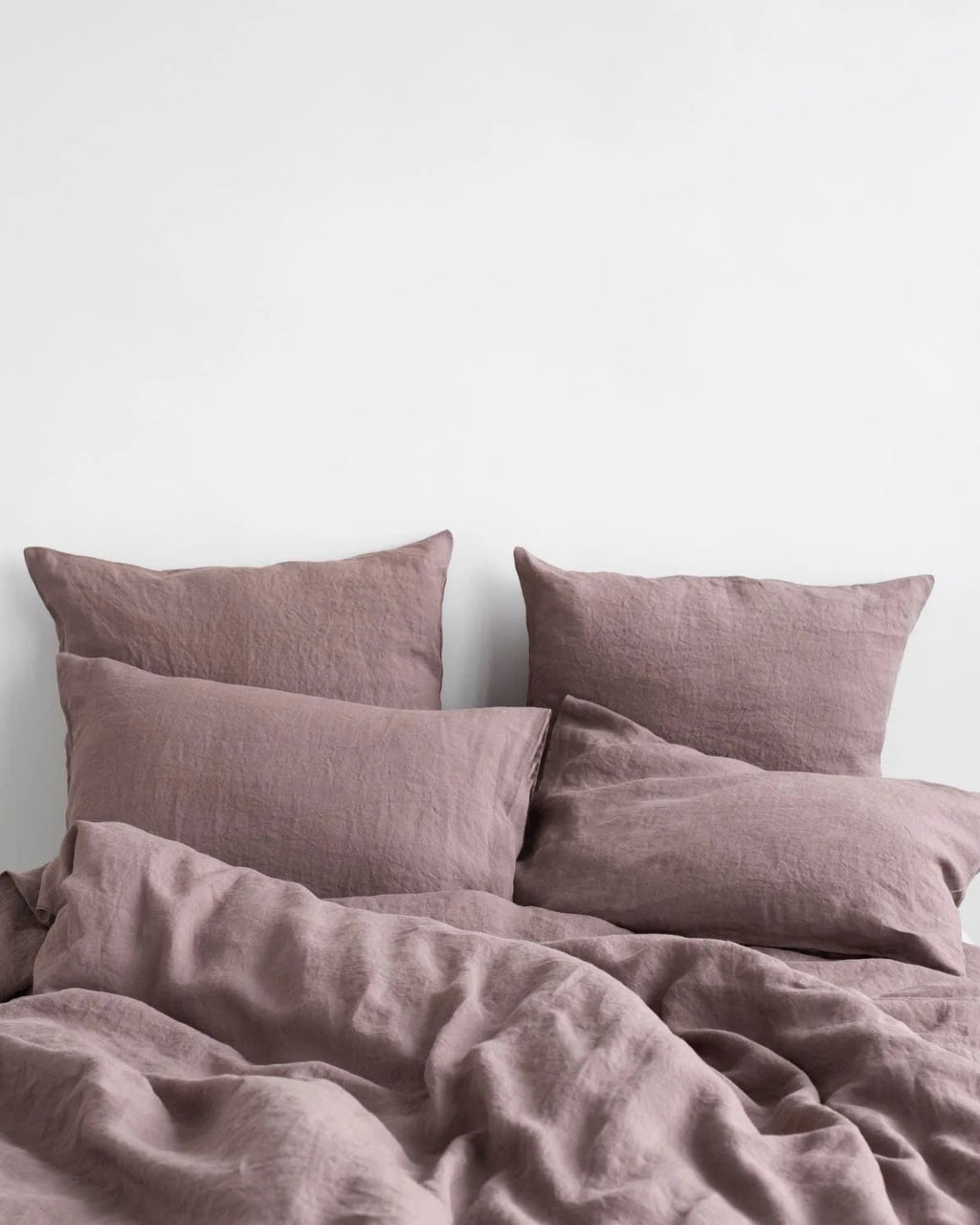 Ashes of roses - set copripiumino in lino color rosa antico scuro + federe