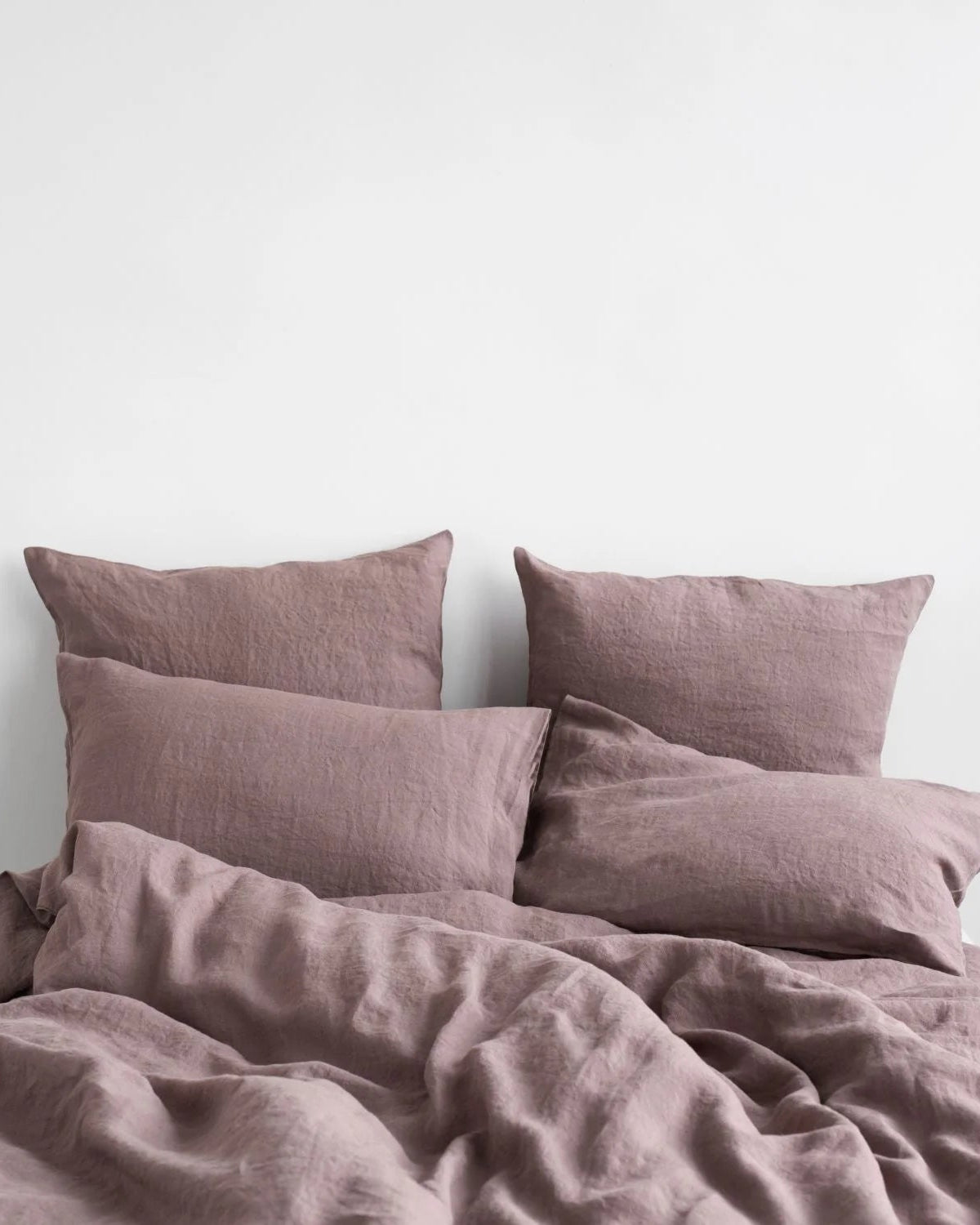 Ashes of roses - set copripiumino in lino color rosa antico scuro + federe