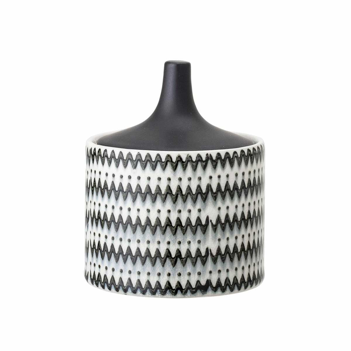 Barattolo bianco e nero in gres