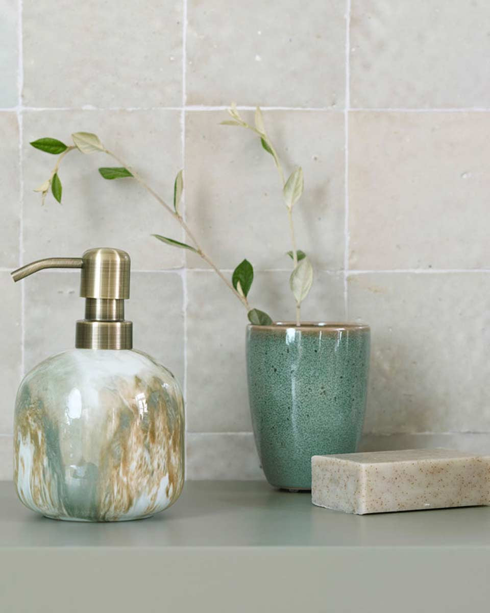 Bicchiere porta spazzolini in gres