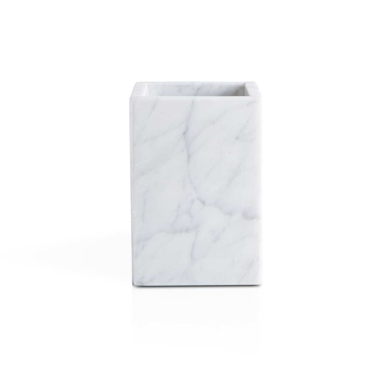 Bicchiere porta spazzolini in marmo bianco