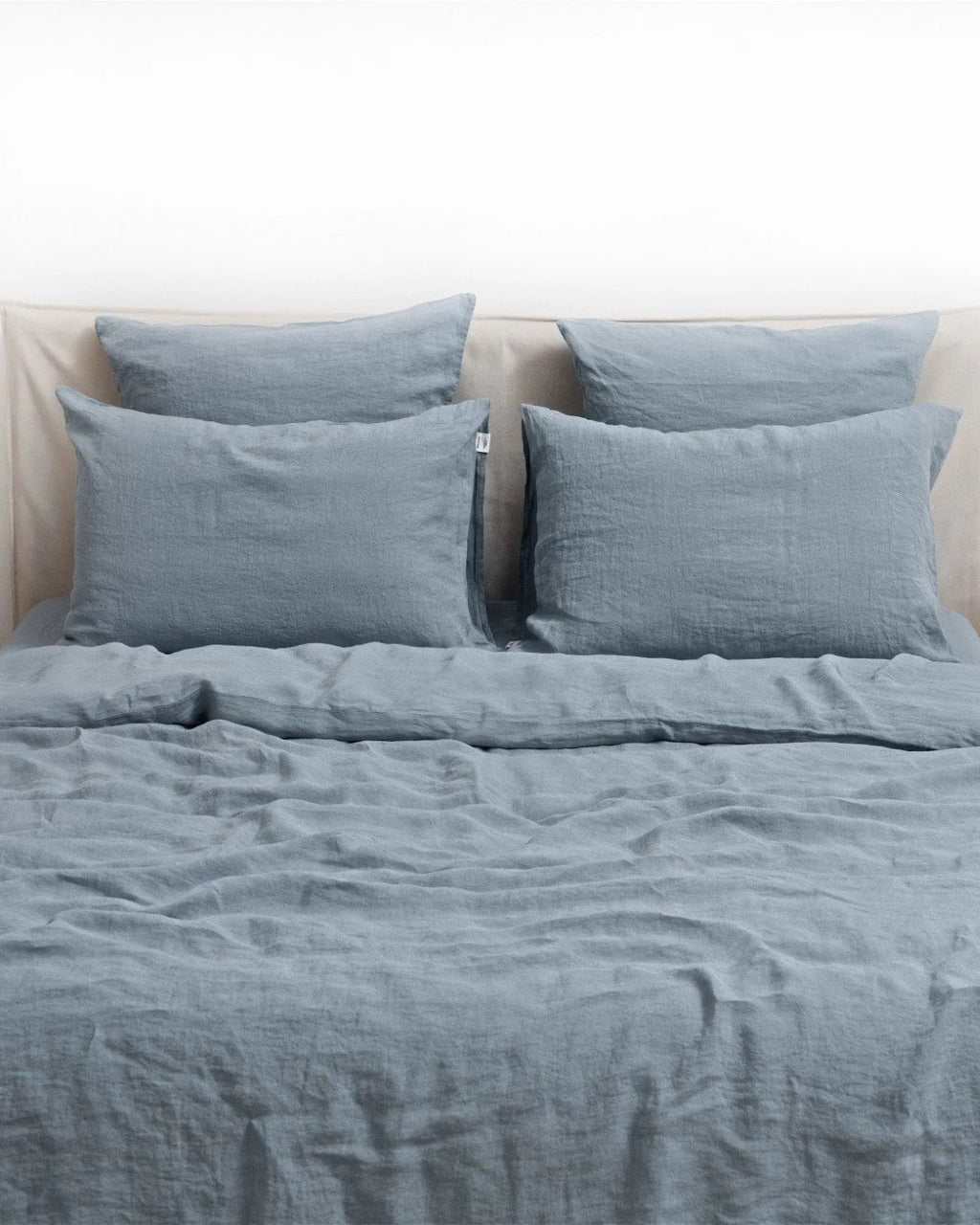 Blue fog - set copripiumino azzurro polvere in lino + federe