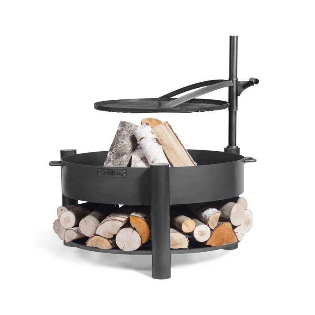 Braciere da giardino 3 in uno con griglia barbecue e portalegna