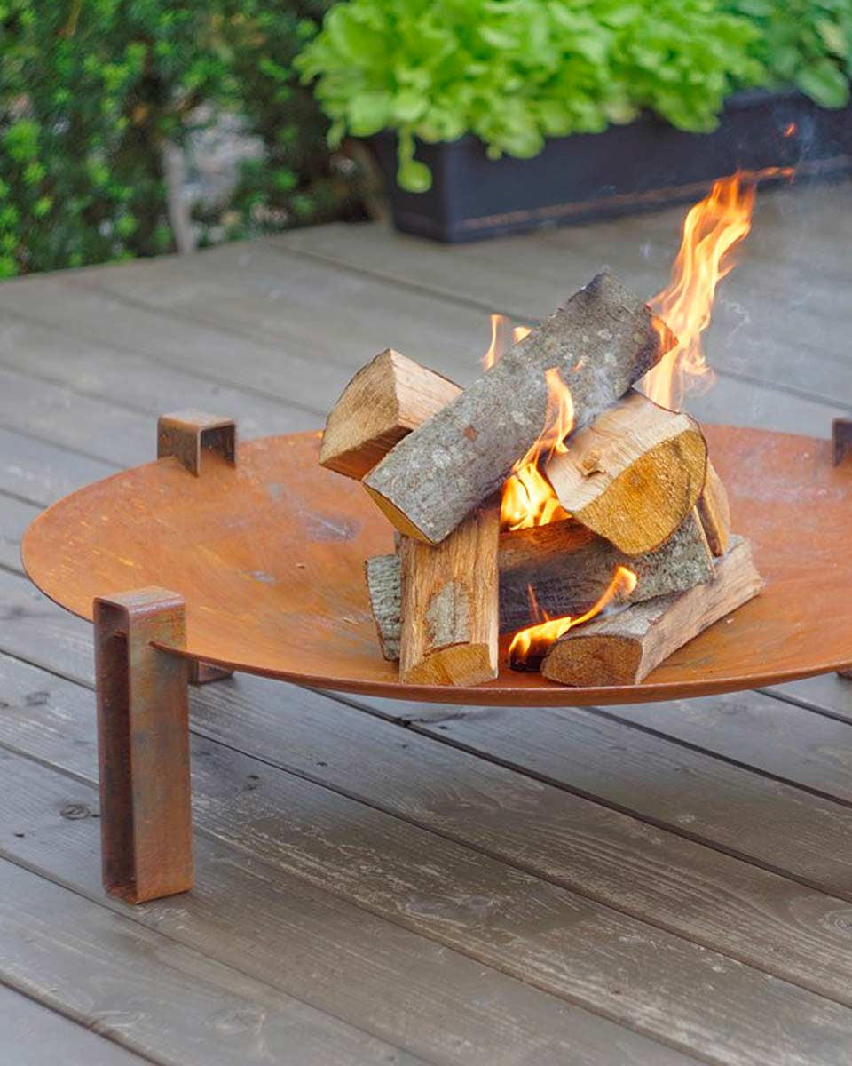 Braciere da giardino realizzato in acciaio inox e acciaio al carbonio