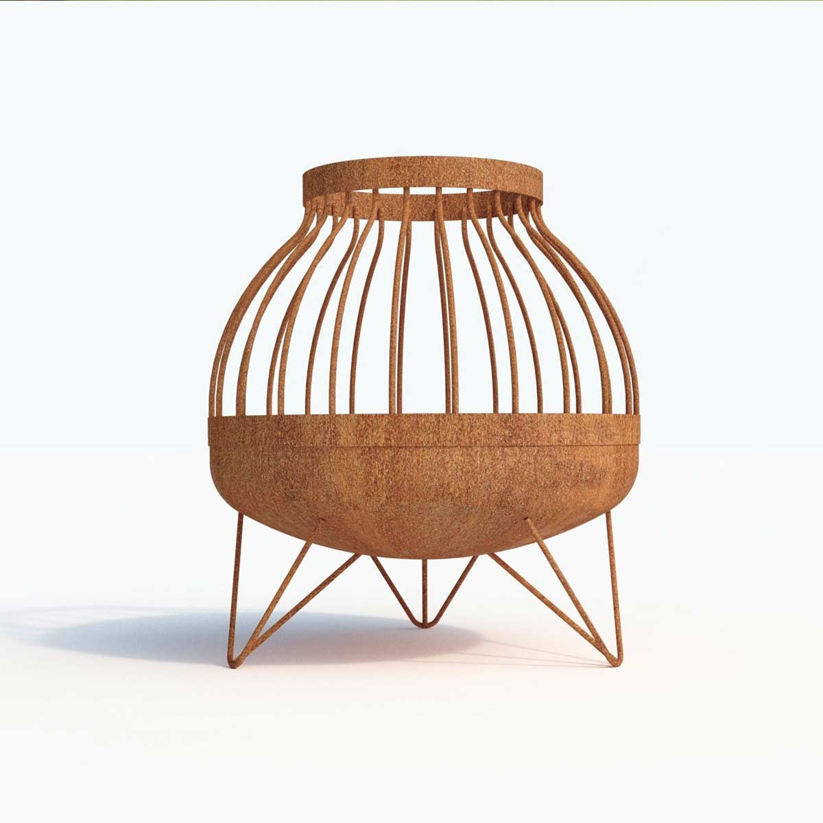 Braciere in acciaio con superficie trattata per creare effetti unici di ruggine