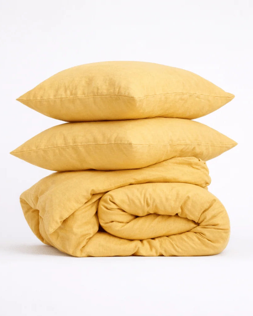 Butter - set copripiumino in lino giallo + federe