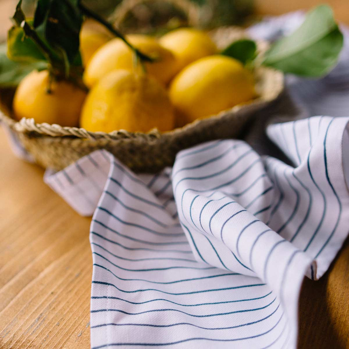 Canovaccio a righe blu in cotone spesso