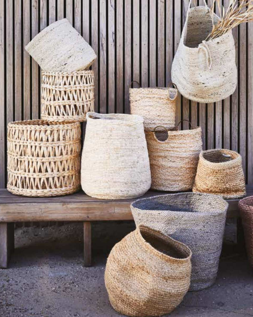 cesti portaoggetti in iuta e fibre naturali