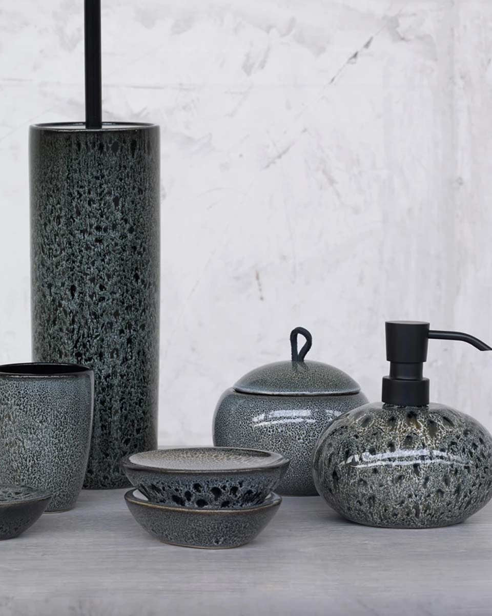 Contenitore rotondo con coperchio per riporre gioielli e piccoli trucchi in bagno