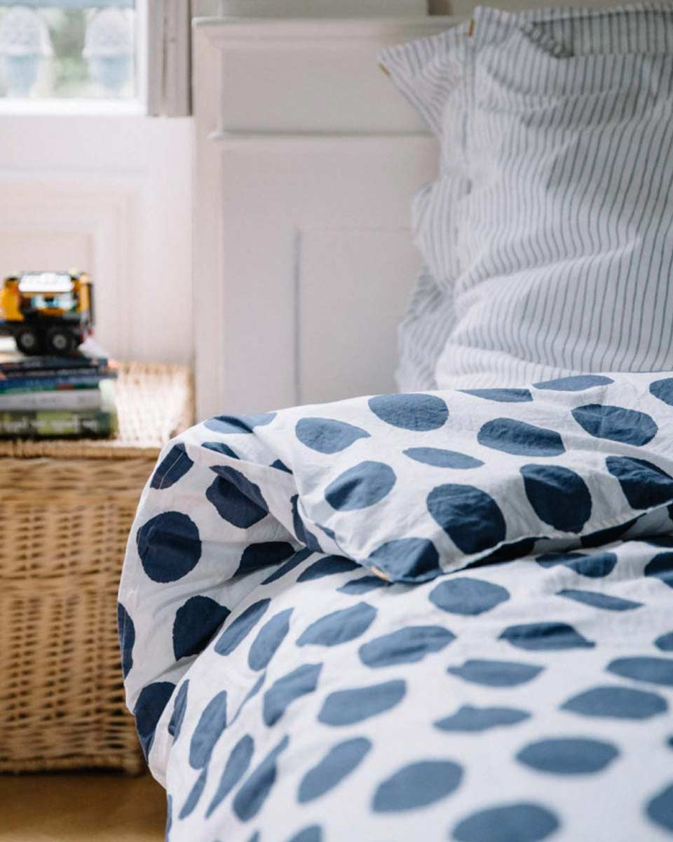 Copripiumino a pois blu