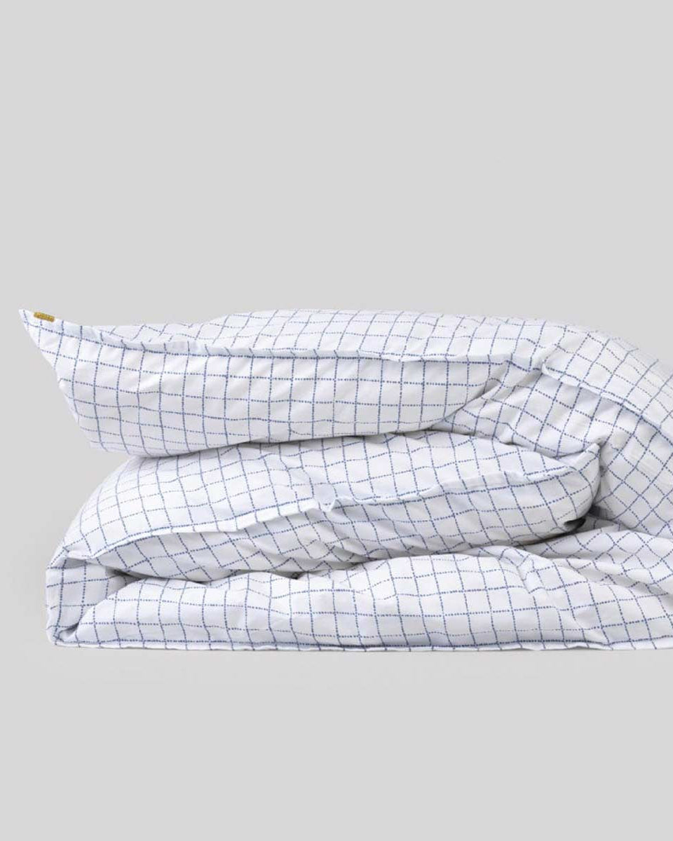 Copripiumino a quadretti in percalle di cotone