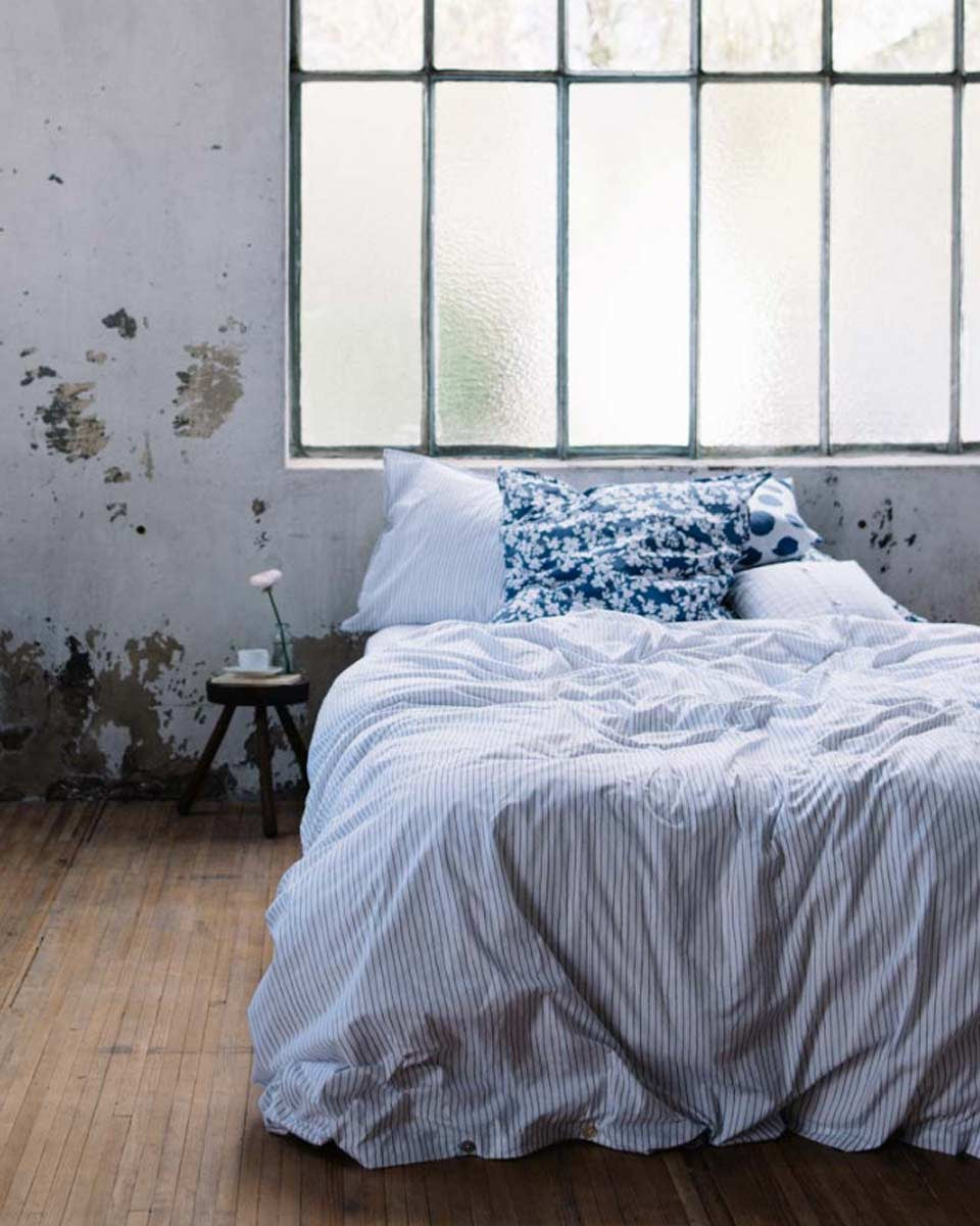 Copripiumini a righe blu