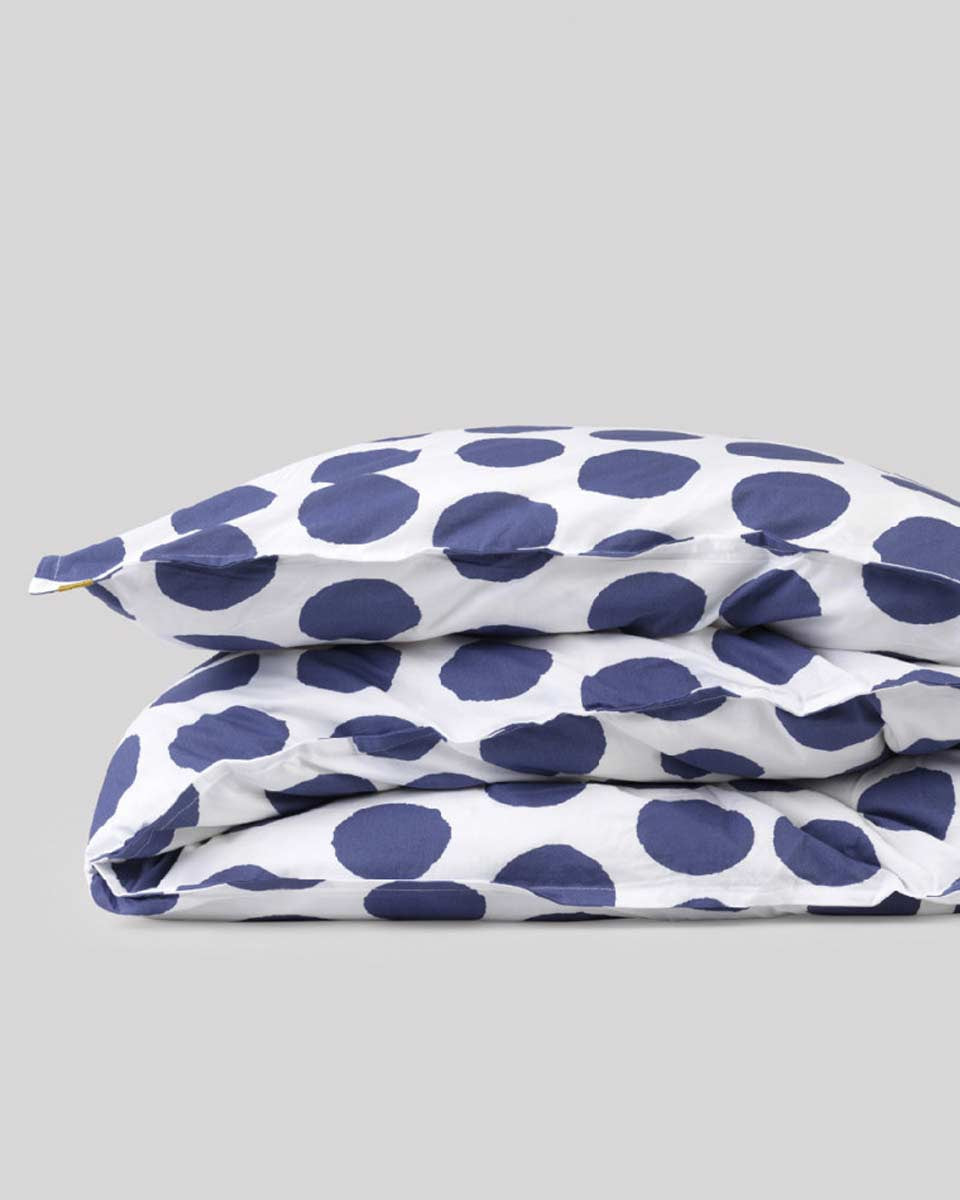 Copripiumino bianco a pois blu