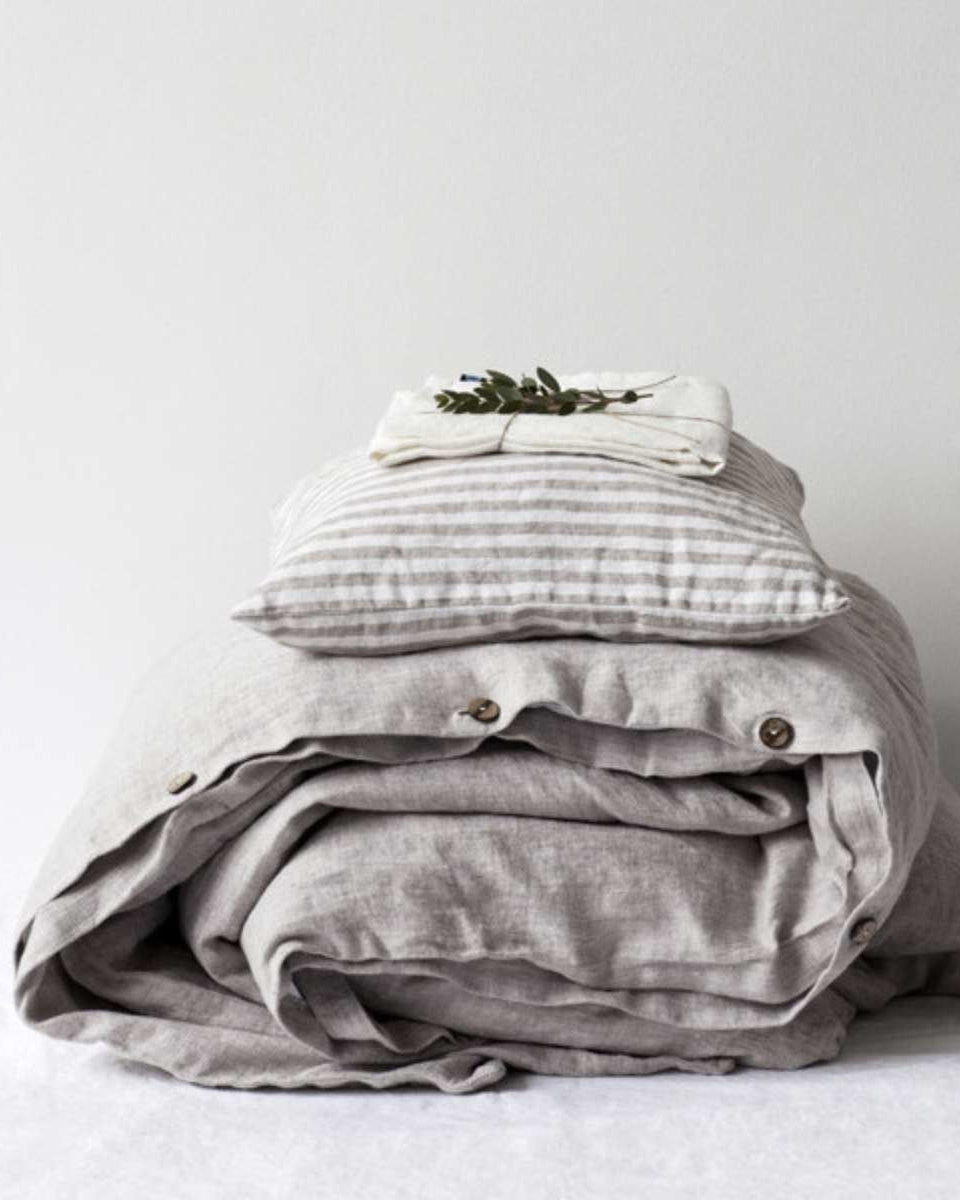 Copripiumino in lino melange beige