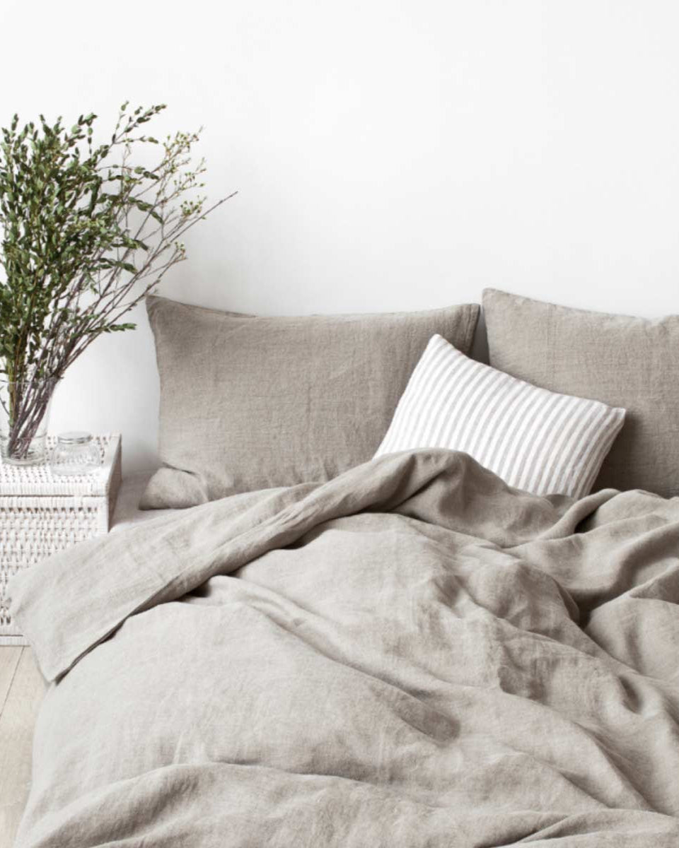 Copripiumino in lino beige naturale