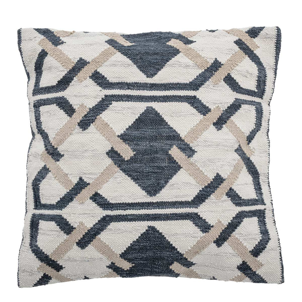 Cuscino arredo da terra elegante con fantasia geometrica blu