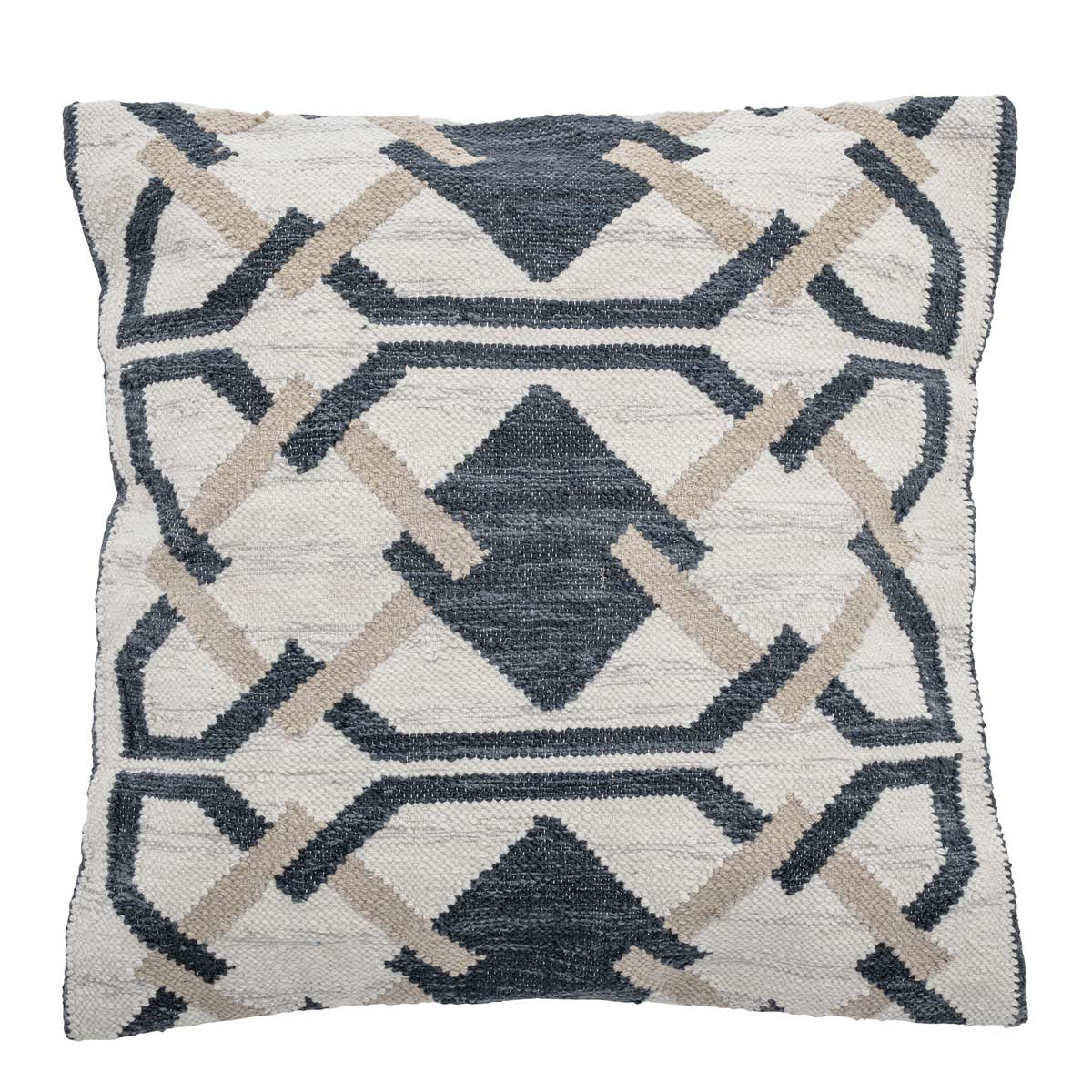 Cuscino arredo da terra elegante con fantasia geometrica blu