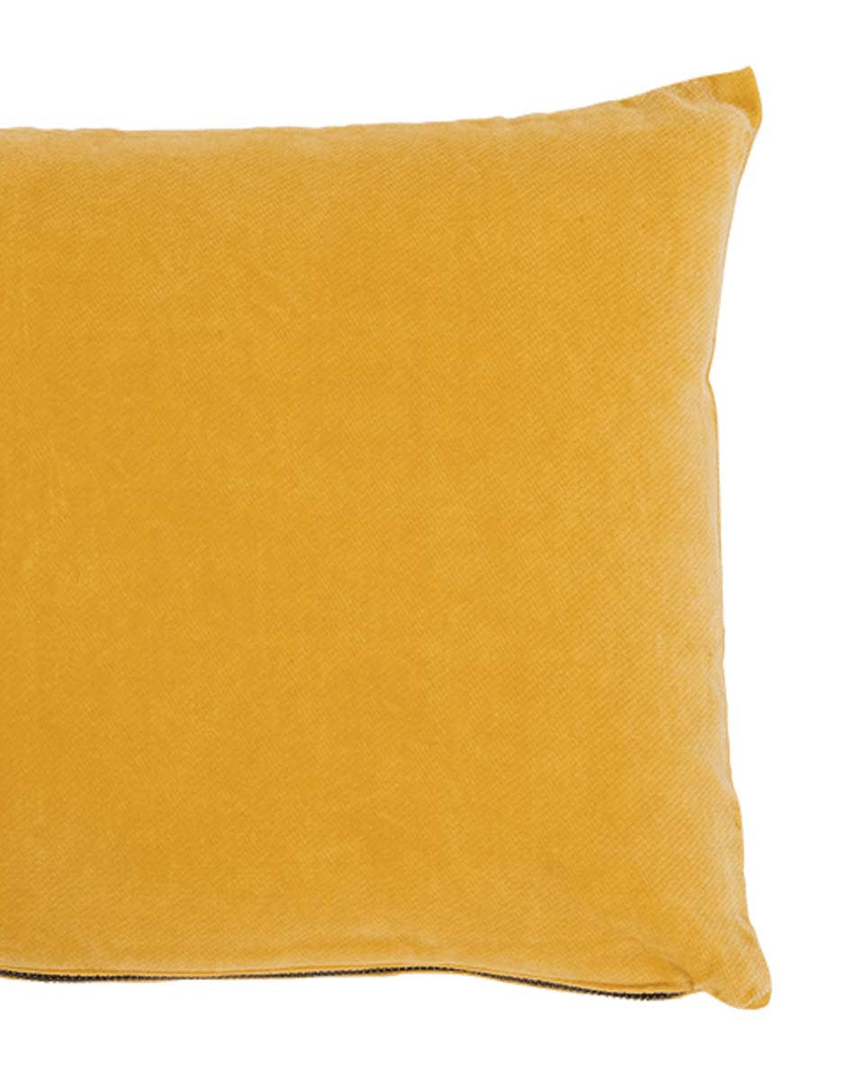 Cuscino giallo in velluto effetto vintage