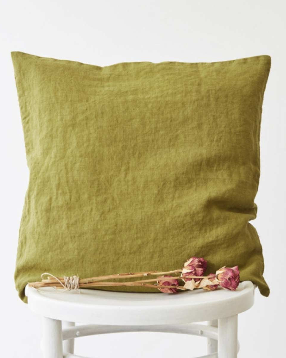 Cuscino in lino moss green