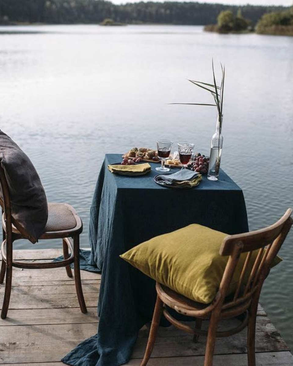 Cuscino in lino verde brillante