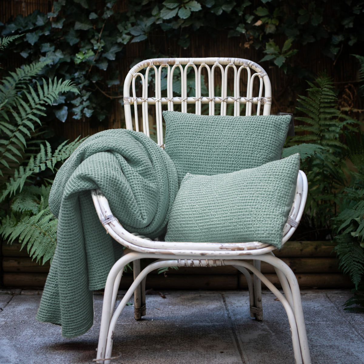 Cuscino Stonewashed Maia Vert De Gris 45 X 45